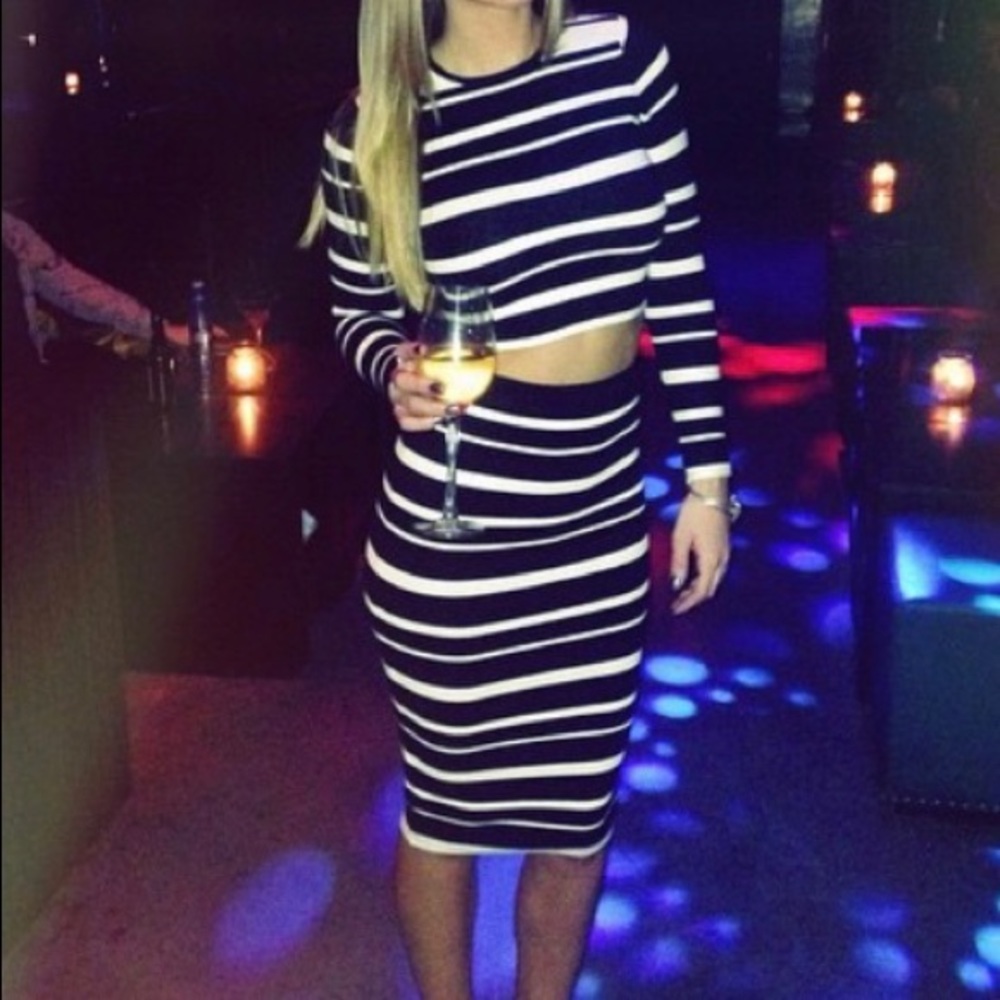 Matching top with skirt.